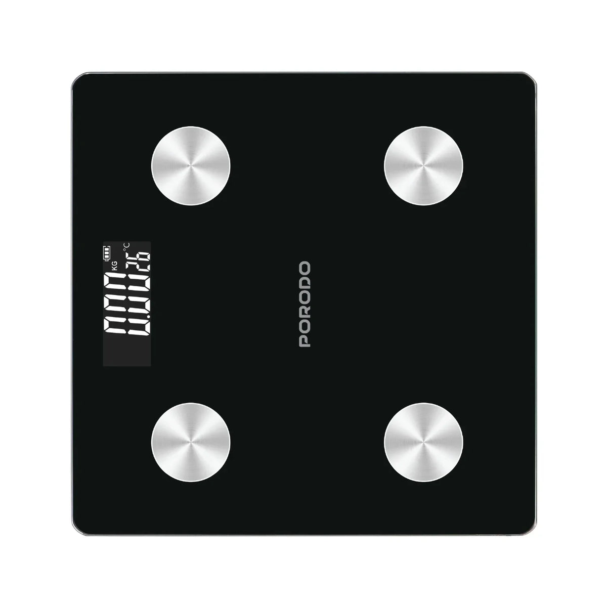 ميزان ذكي لدهون الجسم بورودو Lifestyle Gravis - أسود | Porodo ‘Gravis’ LifeStyle Smart Body Fat Scale 30x30x2.5 (AAA batteries) – Black