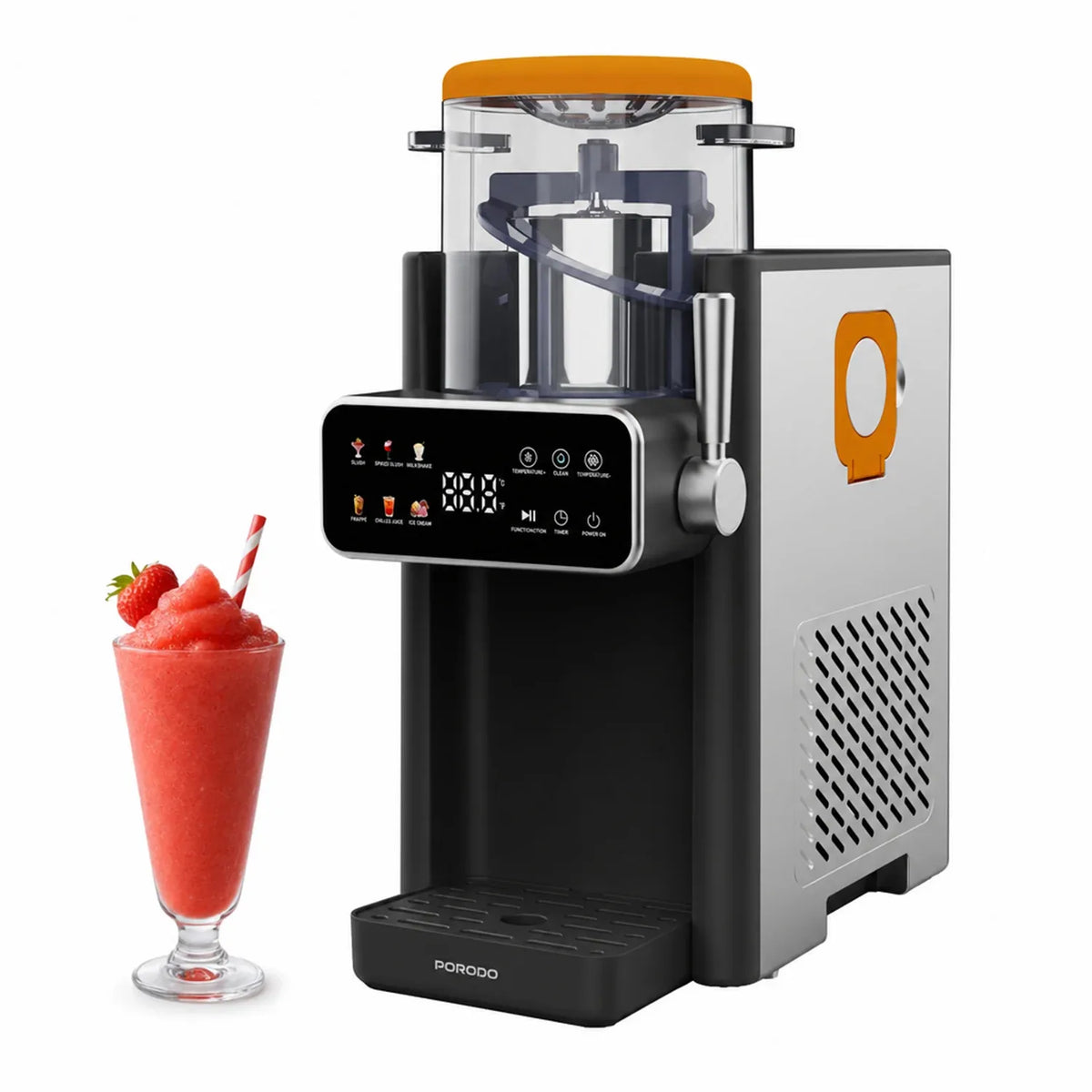 صانعة آيس كريم ومشروبات مثلجة بورودو Lifestyle - أسود وبرتقالي | Porodo Lifestyle Ice Cream & Slushie Maker - Black & Orange