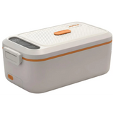 علبة غداء محمولة بتسخين بورودو Lifestyle وبطارية 4000mAh - أبيض وبرتقالي | Porodo Lifestyle 4000mah Portable Heating Lunch Box- White & Orange