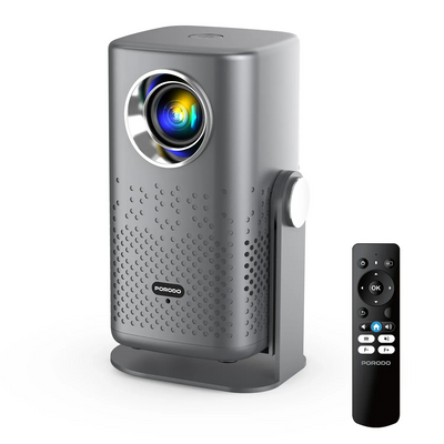بروجكتور محمول بورودو Lifestyle Gobo بدقة 1080p مع حامل - رمادي | Porodo Gobo Lifestyle Portable Projector with stand 2H playtime 1080p 150 Lumens