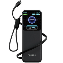 باور بانك بورودو Polo بسعة 20000mAh وشحن 100 واط مع كيبل Type-C | Porodo Polo 20000MAH 100w Powerbank With Type-C to c Cable & Retractable