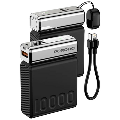 Porodo Power Bank 10000mAh/7.7V/38.5Wh - Black | بطارية محمولة بورودو 10000 مللي أمبير - أسود