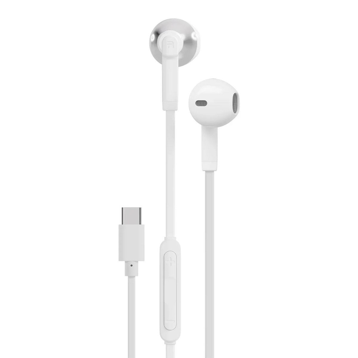 سماعات أذن سلكية نصف داخلية بورودو Soundtec USB-C مع ميكروفون - أبيض | Porodo Soundtec Wired Type C Semi In Ear Earphone with Mic – White