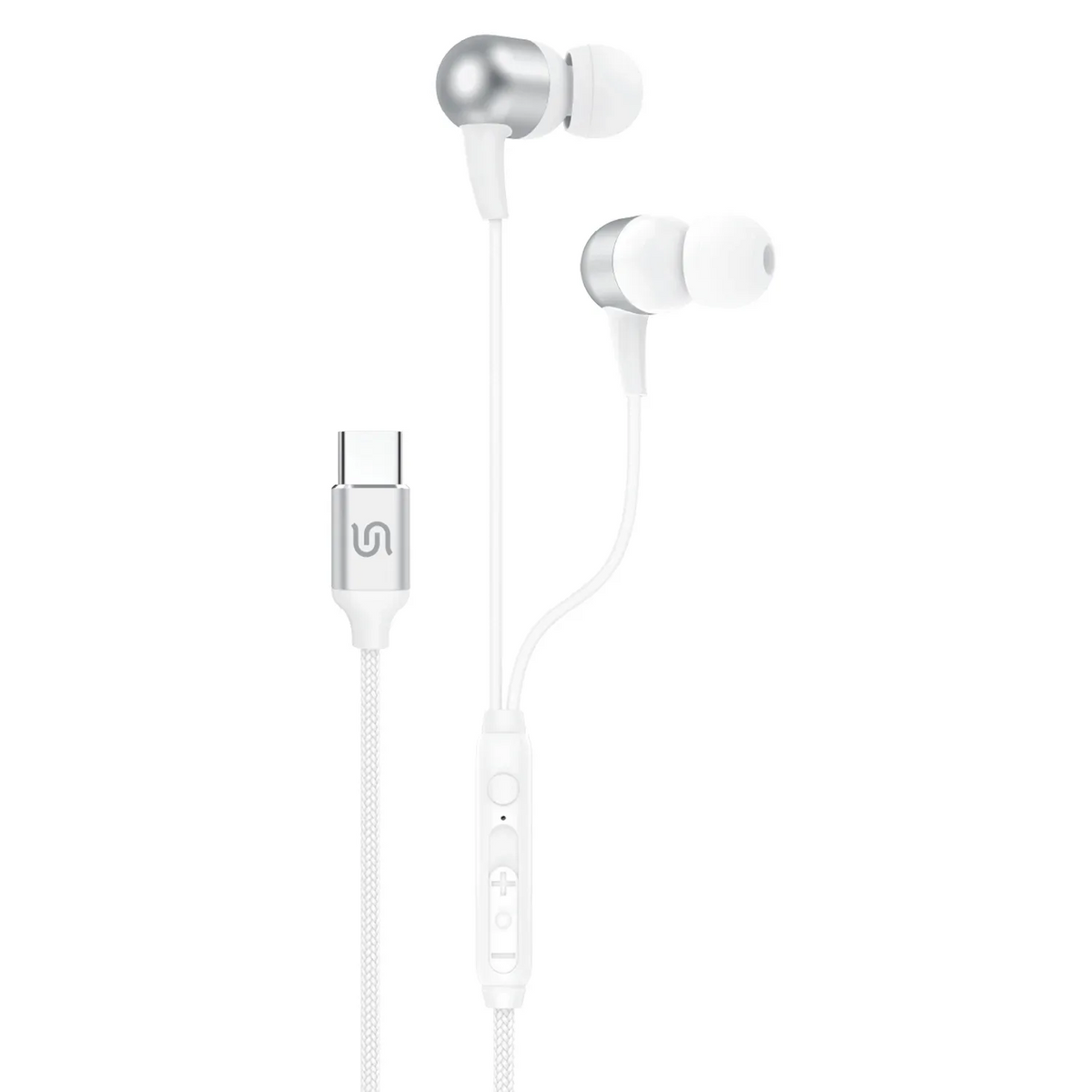 سماعات أذن سلكية بورودو Soundtec بمنفذ USB-C - أبيض | Porodo Soundtec In Ear Wired Earphones – Type C – White