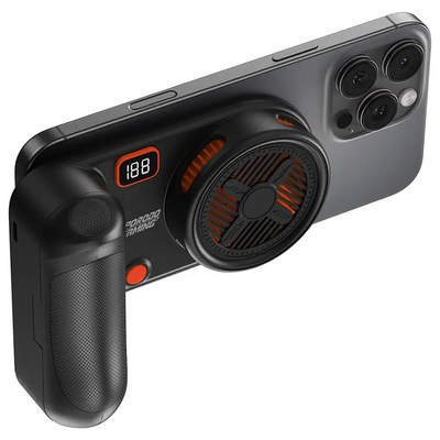 Porodo Gaming Arcticchill Magnetic Phone Cooler with Ultra-Quiet Fan - Black/Orange | مبرد الهاتف المغناطيسي بورودو جيمينج أركتيكشيل مع مروحة هادئة - أسود/برتقالي