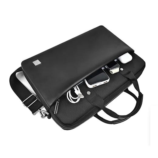 حقيبة لابتوب ويوو هالي لحجم 14 انش / 15.6 انش مع حزام كتف - اسود | WiWU Hali Laptop Briefcase Bag Handbag with Shoulder Strap 14" / 15.6" – Black