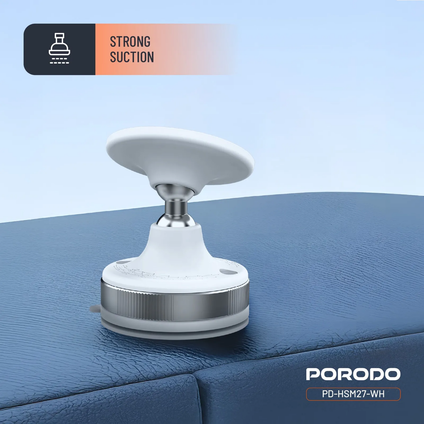 حامل هاتف بورودو المغناطيسي بقاعدة شفط دوارة 360 درجة - ابيض | Porodo 360° Rotatable Adjustable Magnetic Vacuum Suction Holder – White