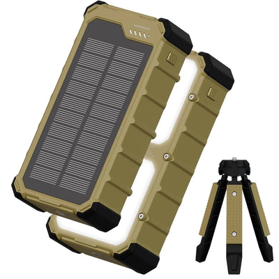 باور بانك شمسي باورولوجي Solara بسعة 10000mAh وشحن PD 22.5W مع لوحَي LED | Powerology Solara 10000mAh IP66 PD22.5W Built in Dual LED Panels Solar Power Bank –