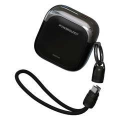 باور بانك باورولوجي Bahamas سعة 10000 مللي أمبير مع كيبل USB-C ولايتننغ - أسود | Powerology Bahamas 10000mAh Power Bank with USB-C and Lightning Cables - Black