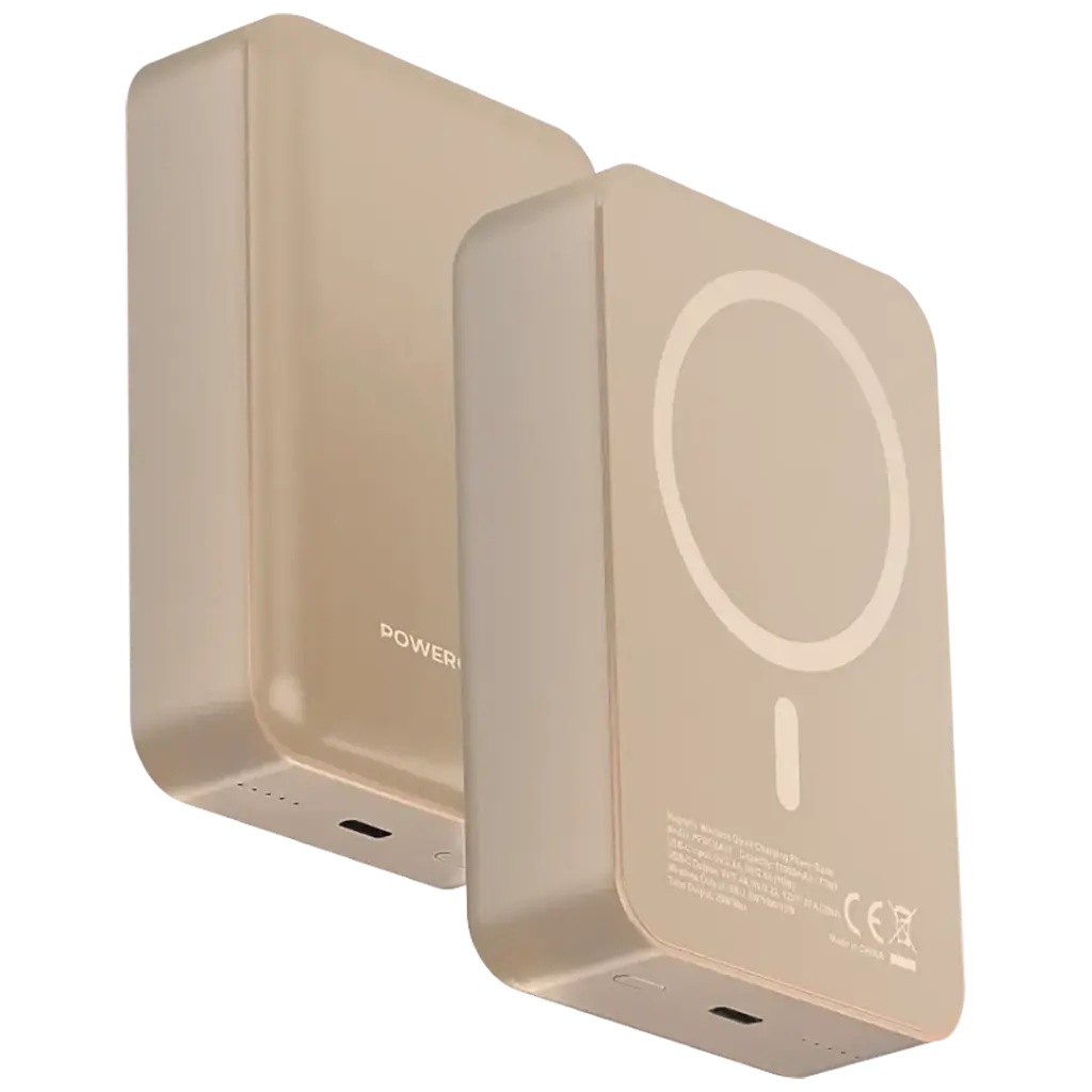 Bankeya Hêzê ya Powerology 20000mAh bi Şarjkirina Bêtêl a 15W û Şarjkirina Bilez a 20W - Desert Titanium | Bankeya Hêzê ya Bêtêl a Powerology 20000mAh 20W PD & 15W MagSafe – Desert Titanium