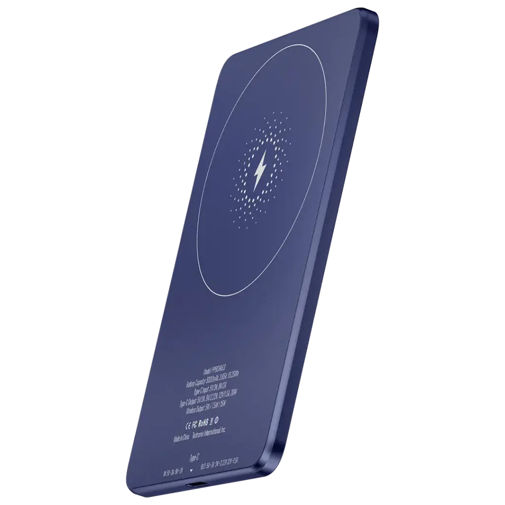 بنك طاقة باورولوجي فائق النحافة 5000mAh مغناطيسي MagSafe مع شحن سريع PD 20W Powerology Ultra-Thin 5000mAh MagSafe Power Bank, Magnetic Wireless Charger PD 20W