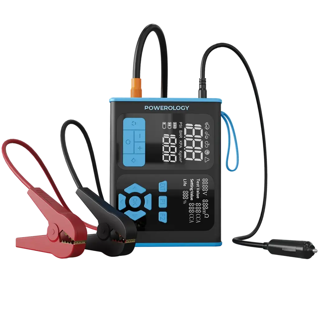 Powerology Jump Starter, Air Inflator & OBD II Car Fault Diagnosis Tool | بور أولوجي - جهاز تشغيل السيارة وضخ الهواء وتشخيص أعطال OBD II