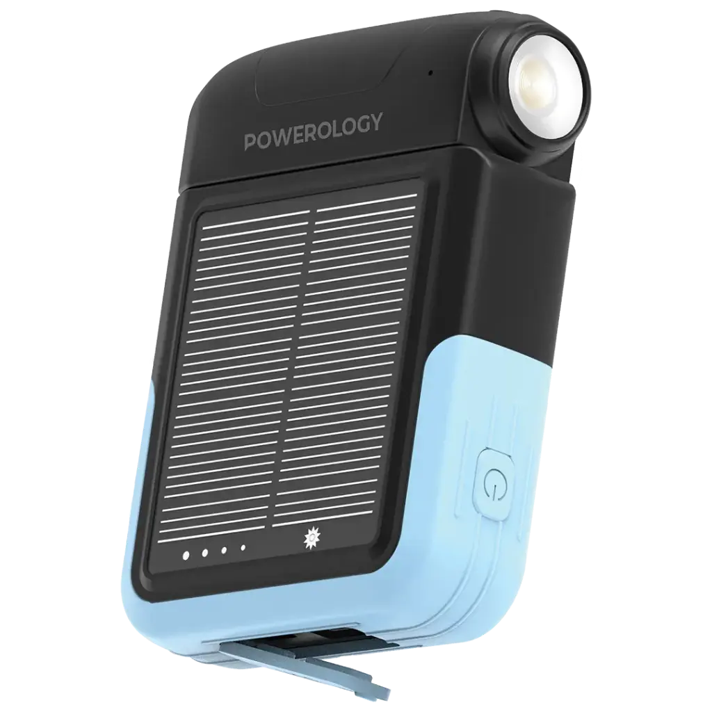 باور بانك باورولوجي الشمسي بسعة 10,000 مللي امبير - اسود | Powerology Solar Power Bank 10000mAh – Black