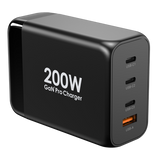 شاحن مكتبي باورولوجي 200 واط GaN سمارت تيرمنال, مع 3 منافذ PD ومنفذ QC - اسود | Powerology 200W GaN Smart Terminal, 3 PD Ports + 1 Q.C Port - Black.