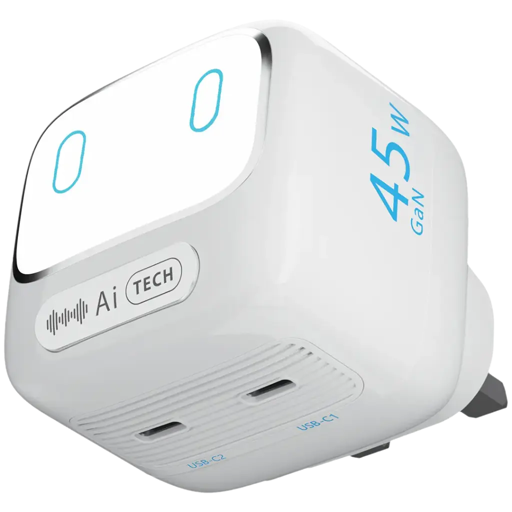 Powerology Lumix GaN AI Power Charger - White | شاحن باور لوجي لوميكس GaN بالذكاء الاصطناعي - أبيض