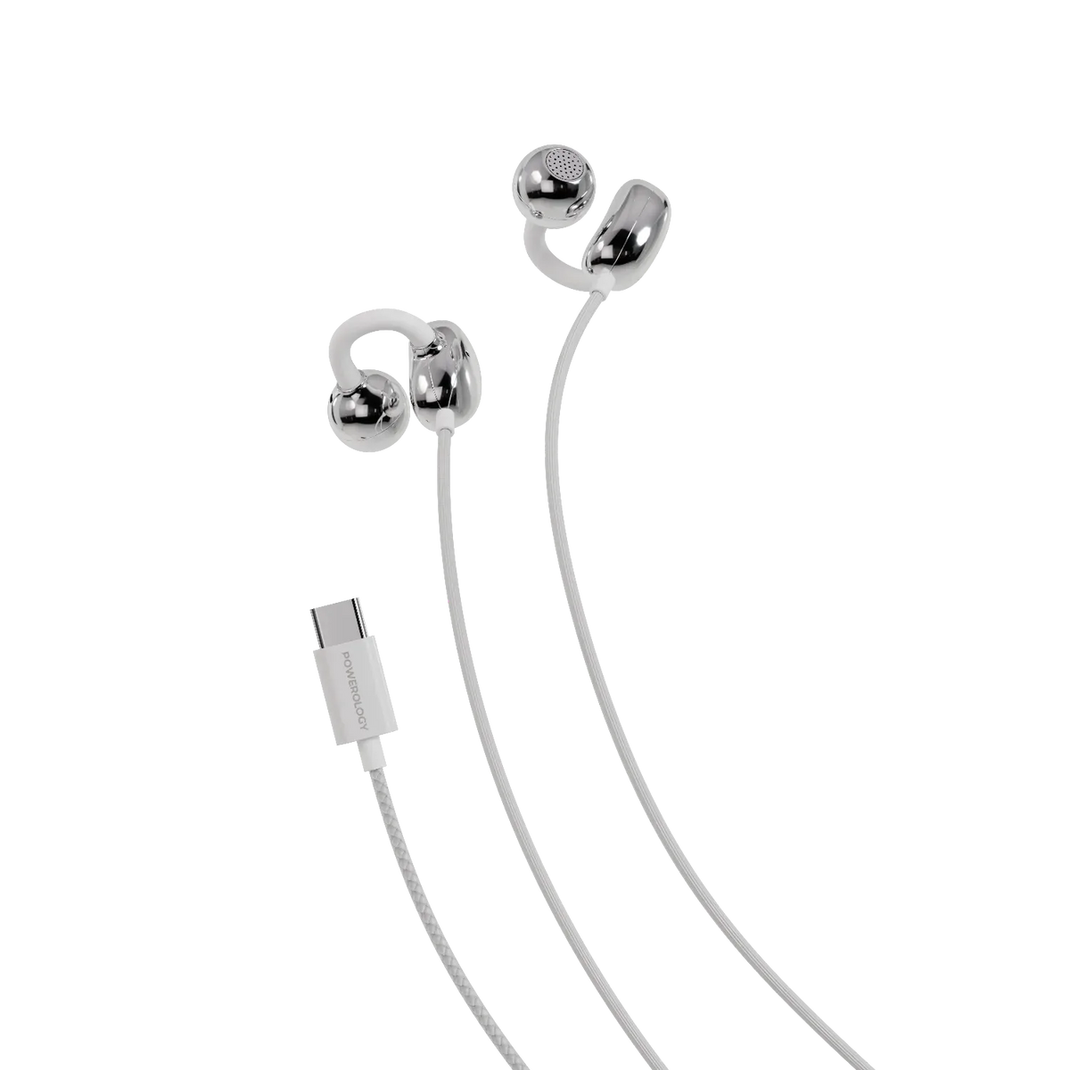 سماعات أذن سلكية باورولوجي بمشبك - أبيض | Powerology Clip-on Wired Earphones – White