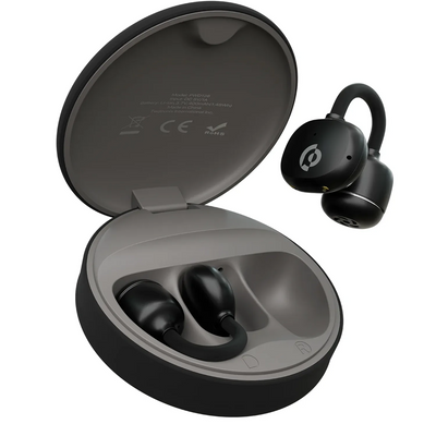 سماعات أذن مفتوحة باورولوجي OWS مع علبة شحن 400mAh - أسود | Powerology OWS Earbuds with 400 mAh Charging Case – Black