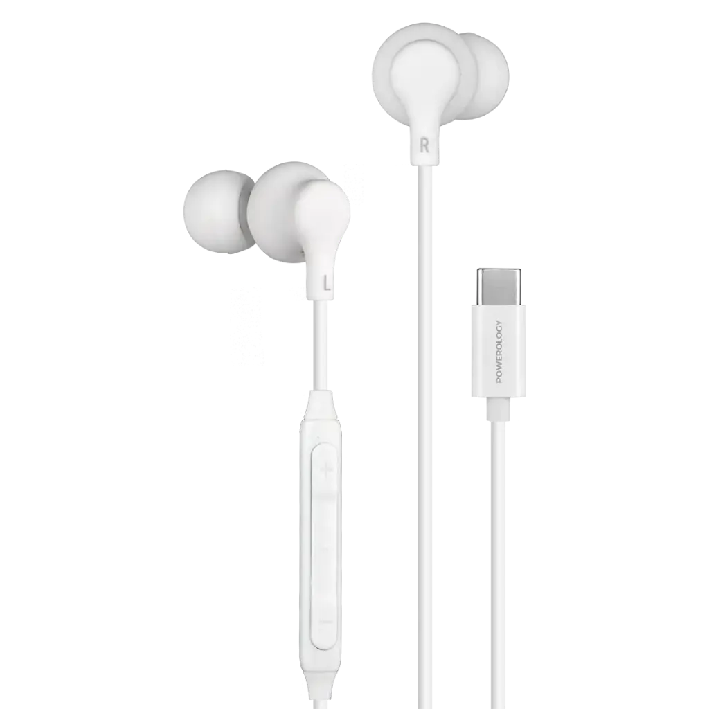 سماعات باورولوجي ستيريو داخل الأذن بمنفذ تايب سي | Powerology Type-C In-Ear Stereo Earphones
