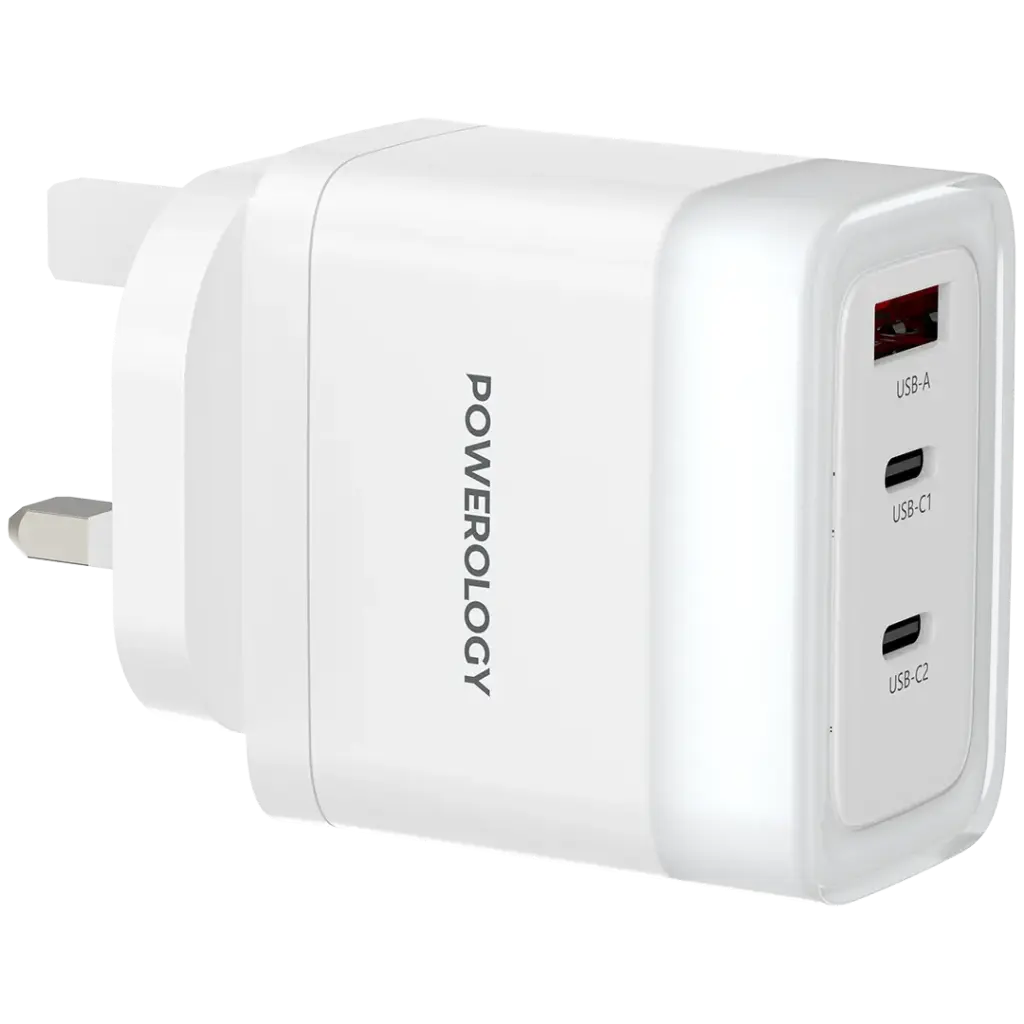 شاحن باورولوجي Lunex PD 65 واط USB-C شحن سريع – محول طاقة عالي للأجهزة واللابتوب | Powerology Lunex Series 65W PD Fast Charging USB-C Adapter
