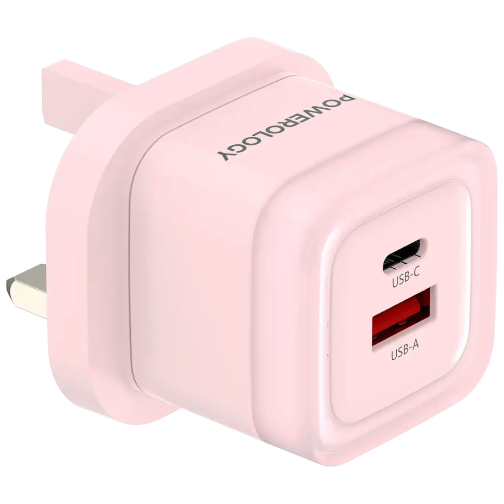 محول الشحن السريع الثنائي المنفذ من باورولوجي 35 واط | Powerology Dual-Port 35W Fast Charging Adapter