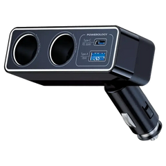 شاحن سيارة باورولوجي بريو متعدد المنافذ 54 واط - أسود | Powerology Brio 54W Multi-Port Car Charger - Black