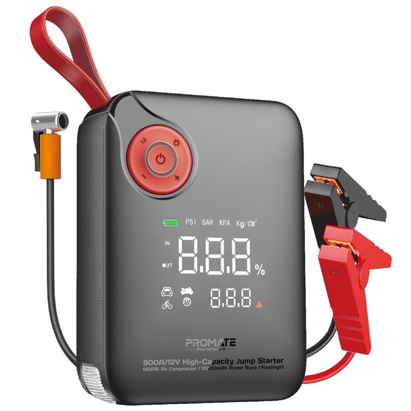 Promate PatrolPack-4 800A jump starter with 150PSI air compressor and 10000mAh power bank - main view