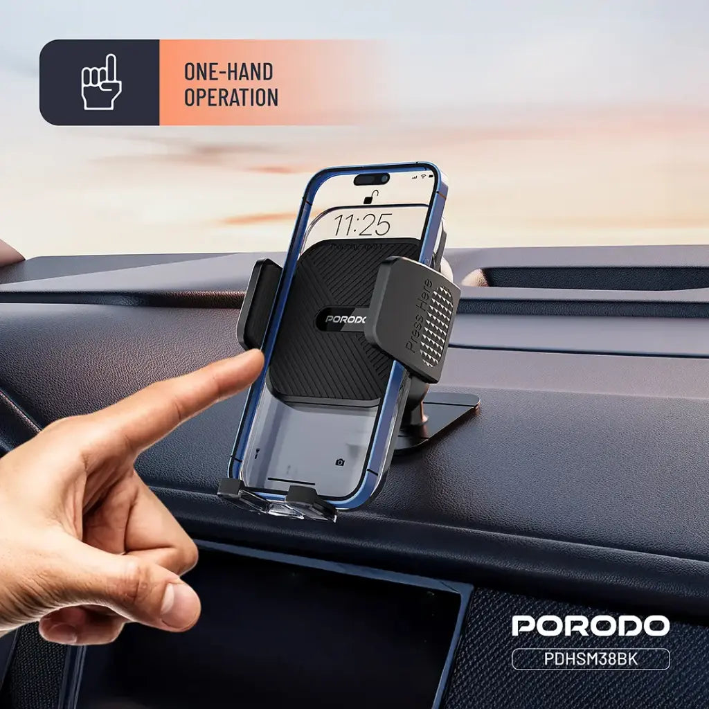 حامل هاتف بوردو 3 في 1 - PORODO MOUNTPRO 3-IN-1 Kit 3M HIGH-PERFORMANCE STICKY ANYWHERE PAD - Black
