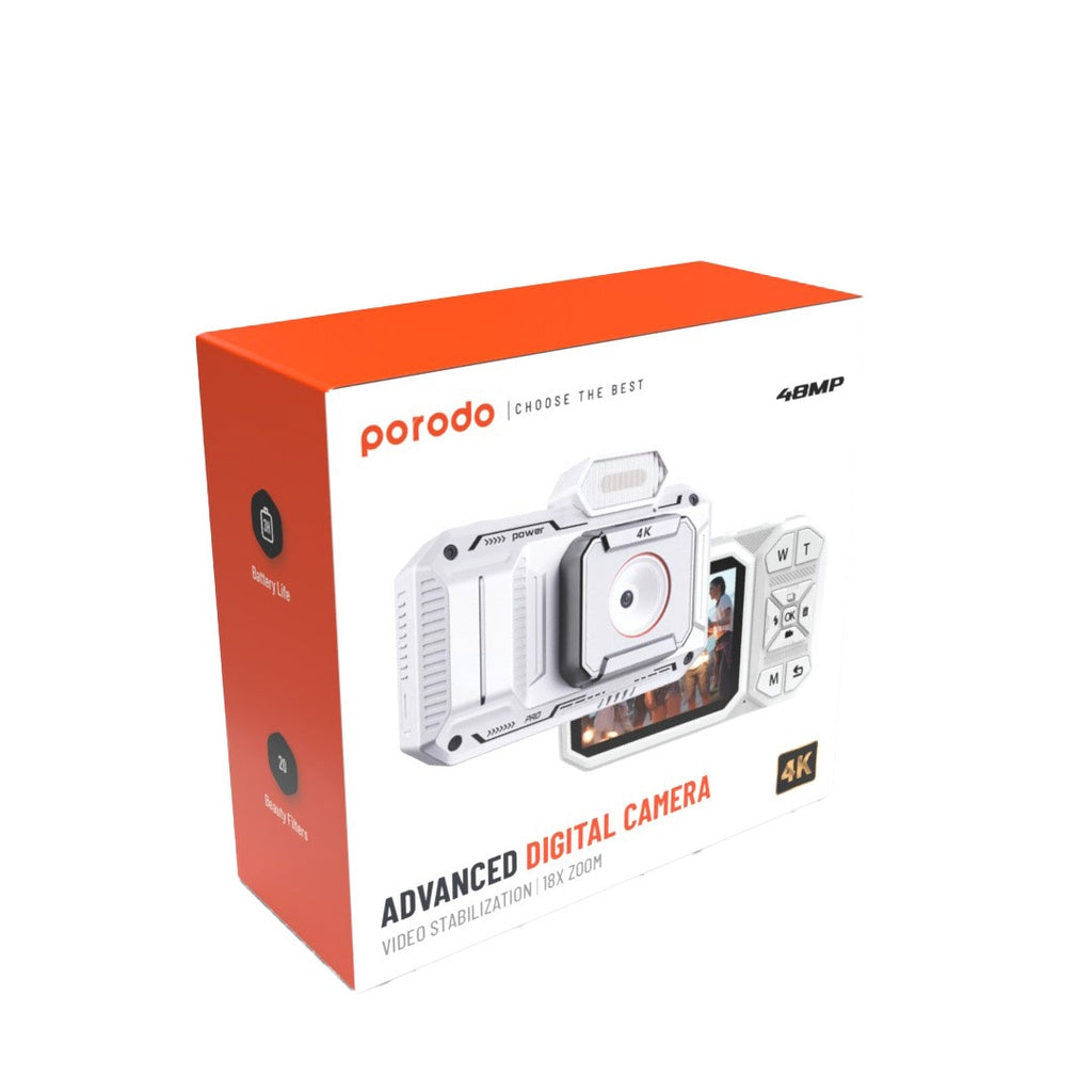 كاميرا بورودو الرقمية 48 ميجابكسل مع زووم 18X وفيديو Full HD 1080 | Porodo 48MP Full HD 1080 Digital Camera 18X Digital Zoom