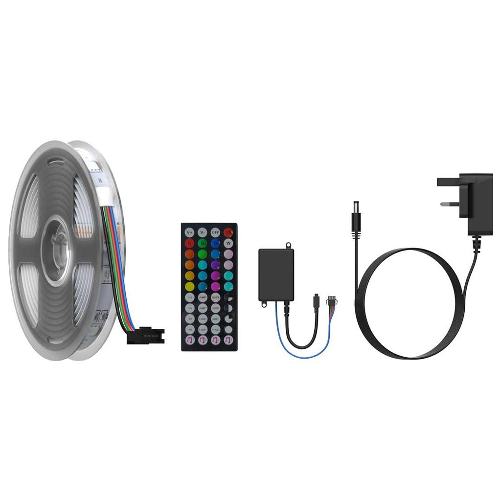 شريط اضائة RGB تفاعلي مع الصوت بطول 5 متر من بورودو, مع ريموت 44 مفتاح | Porodo Blue 16.4 Ft Sound Reactive RGB Strip Light with 44 Key Remote