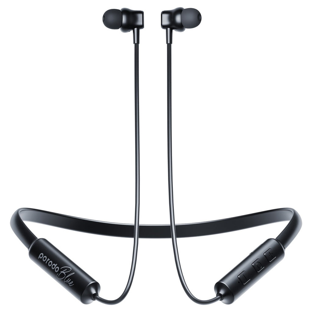 سماعات بورودو بلو داخل الاذن بتصميم حول الرقبة - اسود | Porodo Blue ENC Neckband In-Ear Earphones – Black