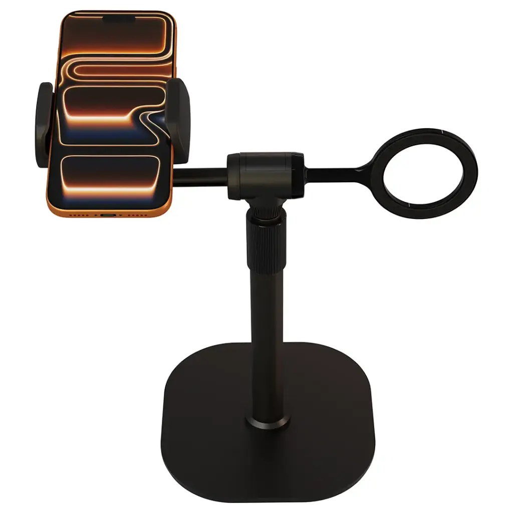 حامل هاتف بورودو Evostand ثنائي دوران 360° مغناطيس N52 ارتفاع قابل للضبط - أسود | Porodo Evostand 360° Dual Phone Holder N52 Adjustable Height Black