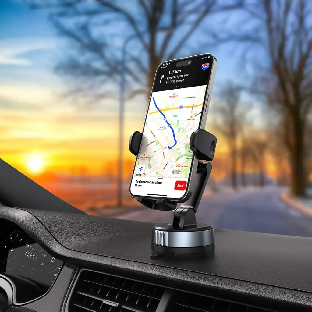 Porodo Robson Cradle Suction Phone Holder – Black | حامل الهاتف بورودو روبسون كرايدل بتقنية الشفط – أسود