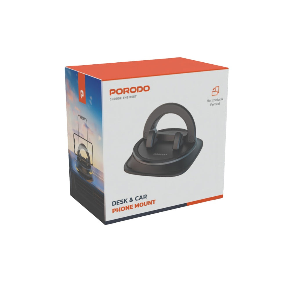 حامل هاتف قابل للدوران من بورودو - اسود | Porodo Rotatable Mobile Phone Bracket - Black