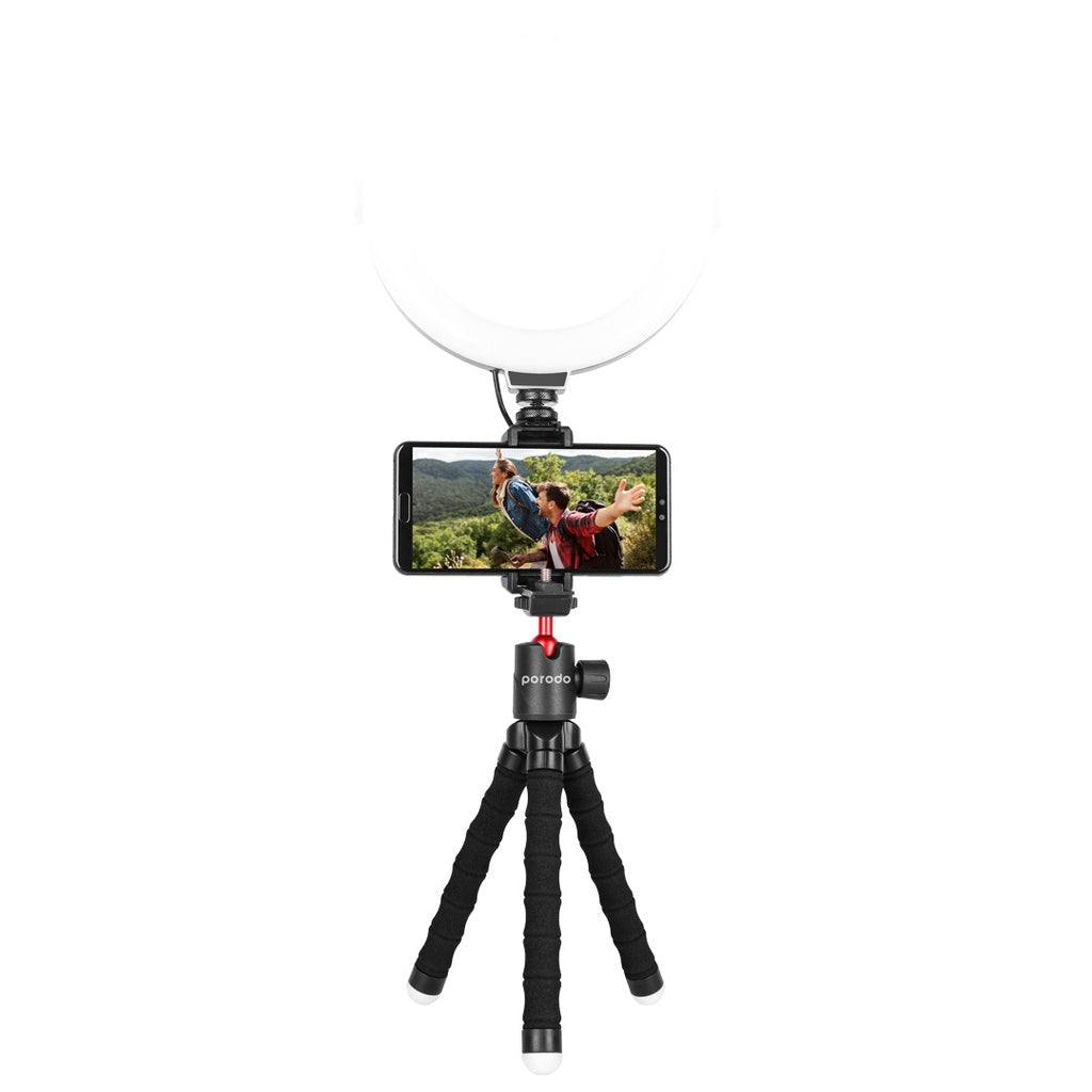 حامل هاتف مع ترايبود مكتبي من بورودو - اسود | Porodo Table Tripod with Phone Holder – Black