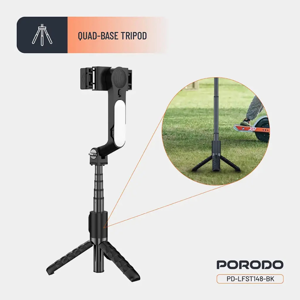 مثبت كاميرا جيمبال بورودو كوادبيس - أسود | Porodo QuadBase Gimbal Stabilizer - Black