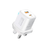 شاحن حائط 25 واط بمنفذين USB-C و USB-A مع كويك تشارج 3.0 | Promate PowerPort-25AC - أبيض