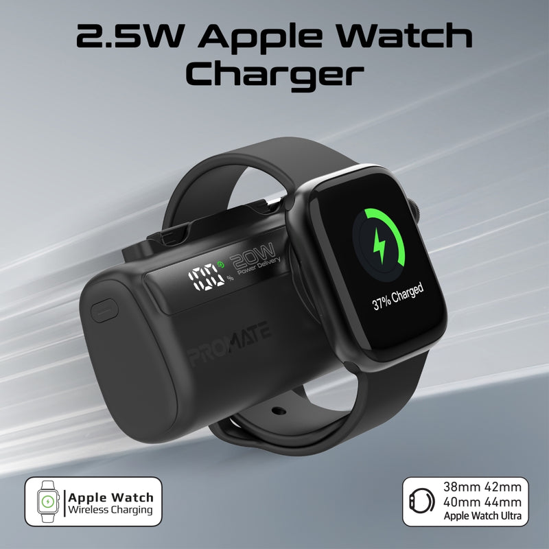 Promate PowerUp-Trio Mini Power Bank 5000mAh Foldable Connectors Black-Kickstand