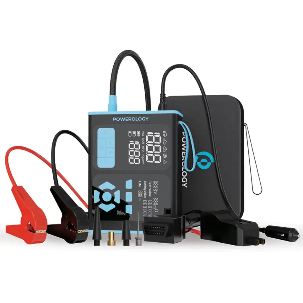 Powerology Jump Starter, Air Inflator & OBD II Car Fault Diagnosis Tool | بور أولوجي - جهاز تشغيل السيارة وضخ الهواء وتشخيص أعطال OBD II
