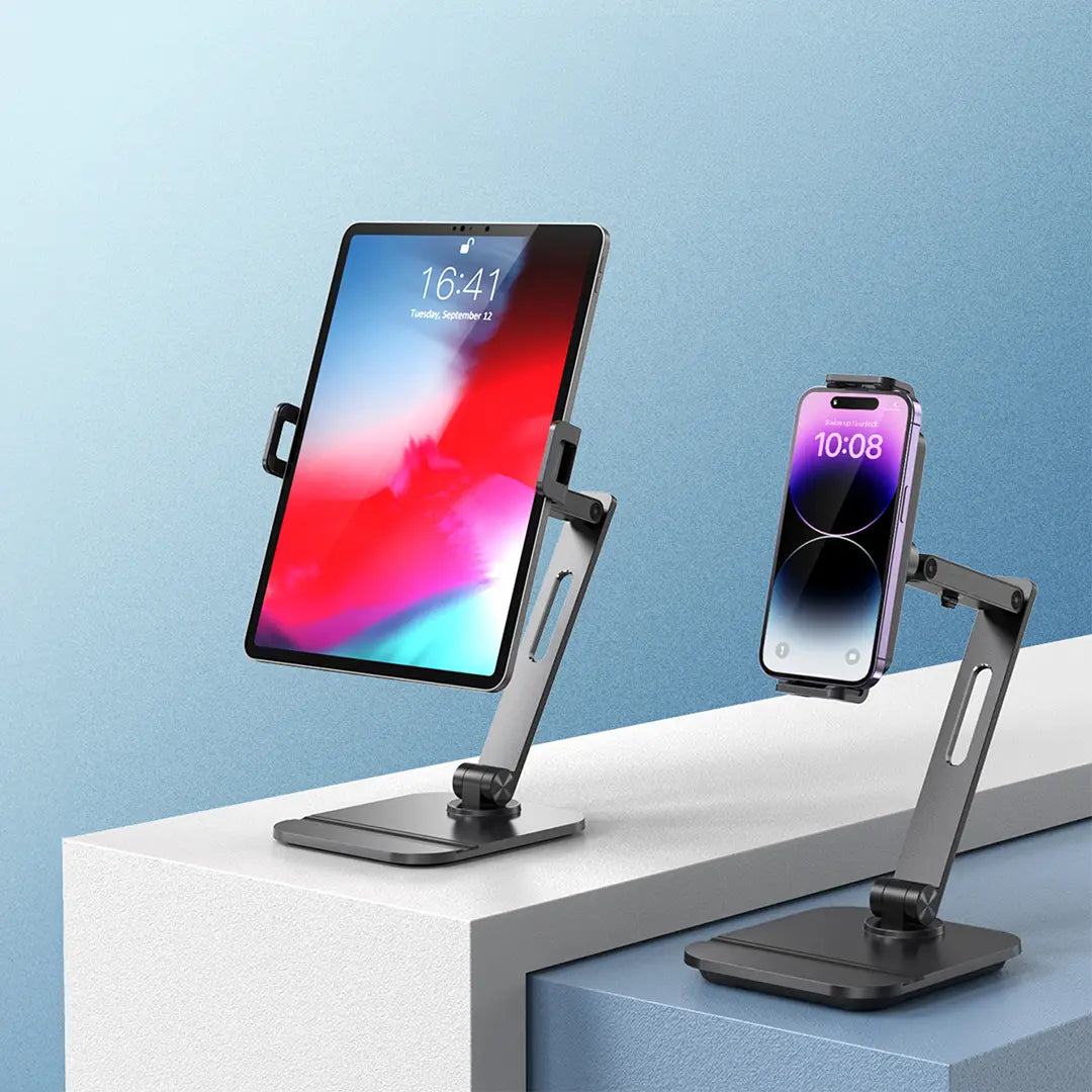 حامل باوروجي الذكي للآيباد والتابلت - أسود | Powerology iPad/Tablet Auto Clamping Stand 500mAh - Black