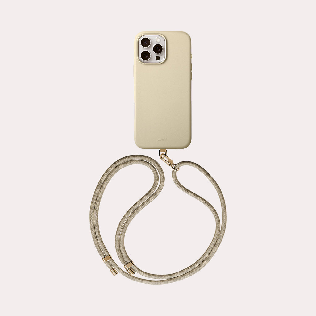 UNIQ Coehl Muse leatherette case with strap for iPhone 16 Pro Max Cream