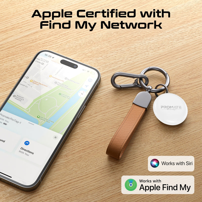 Promate ProTag-1 White tracking tag shown in the Apple Find My app