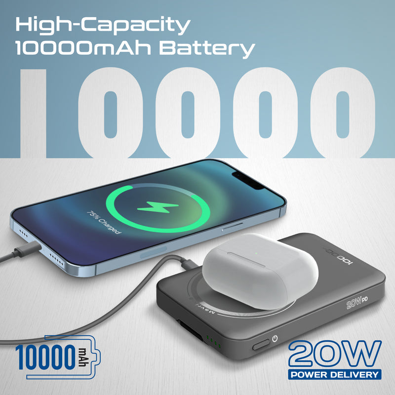 Promate Mavrix-3 MagSafe Wireless Power Bank 10000mAh 15W Black-Kickstand