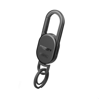 Promate TagChain Black smart carabiner keychain with Apple Find My locator - main view