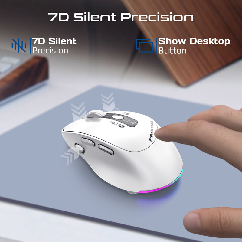 Promate Blix-3M White mouse USB-C charging detail