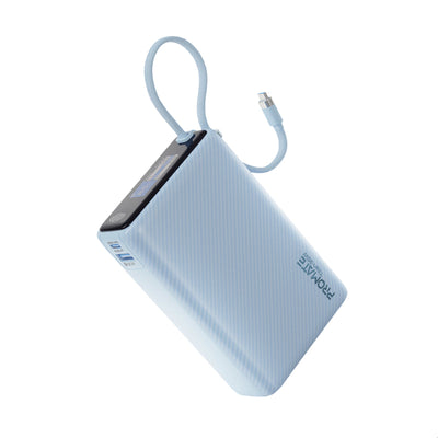 Promate Titan-35W Power Bank 20000mAh 35W TFT Screen Blue-Front
