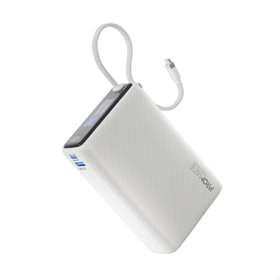 Promate Titan-35W Power Bank 20000mAh 35W TFT Screen White-Front