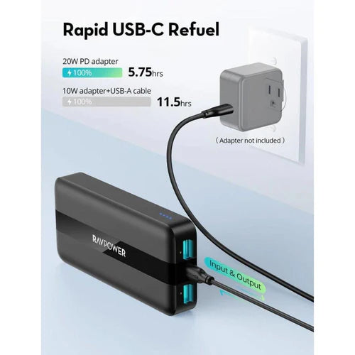 RAVPower PB1235 20000mAh 3-Port Bank 20W PD Barkirina Bilez - RAVPower 20000mAh Bank, 3 Port, 20W PD Barkirina Bilez