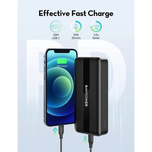 RAVPower PB1235 20000mAh 3-Port Bank 20W PD Barkirina Bilez - RAVPower 20000mAh Bank, 3 Port, 20W PD Barkirina Bilez