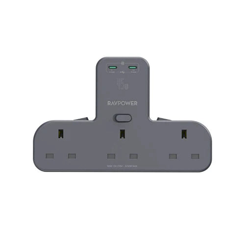 موزّع طاقة راف باور بقدرة شحن 45 واط مع 3 مقابس كهربائية و2 منفذ تايب سي | RAVPower PD 45W Power Outlet Extender with 3 AC Outlets & 2 USB-C Ports
