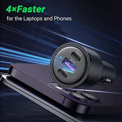 شاحن سيارة راف باور بقدرة شحن 100 واط مع منفذين تايب سي ومنفذ يو اس بي | RAVPower PD 100W 3-Port Car Charger